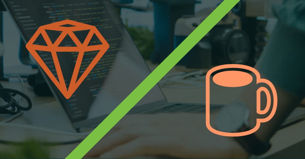 Ruby on Rails and Java logos representing if ruby on rails and javascript are similar